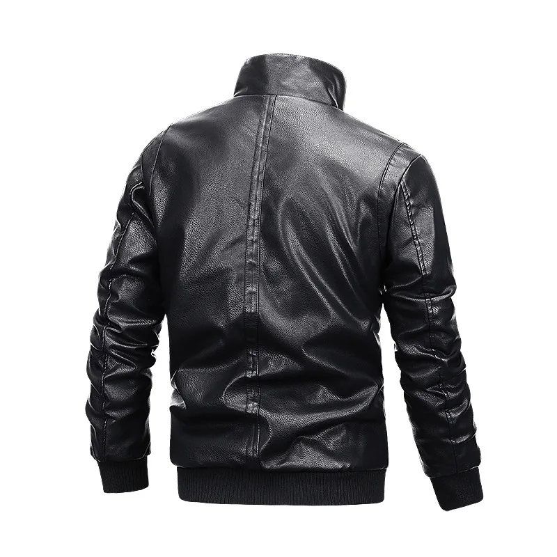 Warm Inner New Design Winter PU Leather Long Coat Leather Jacket Slim Fit PU Leather Plus Size Men's Jacket