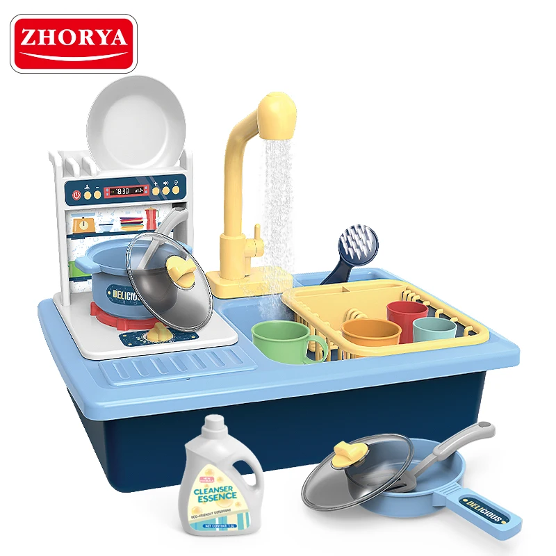 Zhroya Early education plastic ABS  kitchen pretend play set toys for kids children with water spray