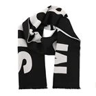 Embroidery Scarf Custom Company Logo Woven Embroidery Black Mens Warm Wholesale Wool Unique Winter Scarf With Tassel