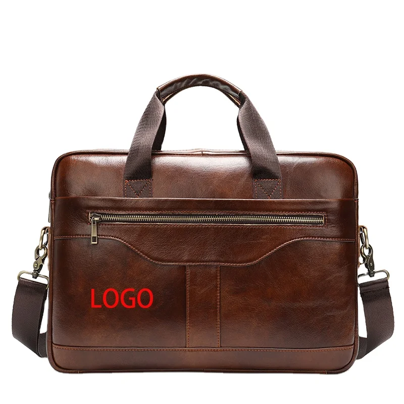 Men's Genuine Leather Briefcase waterproof Laptop Handbag Shoulder bag Business Briefcase