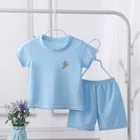 Clothes Baby Wholesale Customized Logo Cotton Infant Clothes T Shirt Baby Blank Top Pajama Set