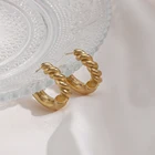 Jewelry Minimalist Twisted CC Earrings 18k Gold Plated Stainless Steel CC Hoop Earrings Jewelry Wholesale
