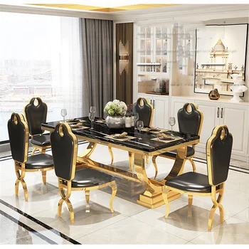 modern luxury stainless steel marble dining table marble dining table and chair for dining room restaurant banquet furniture