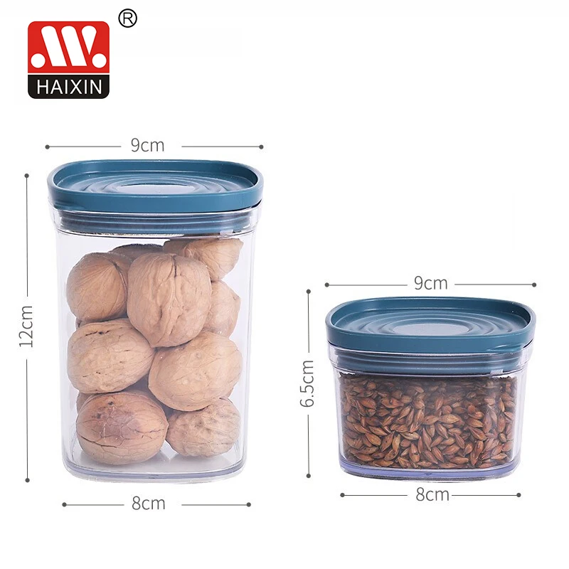 220ml Plastic As Acrylic Clear Square Vacuum Storage Container with Lid Food Jar