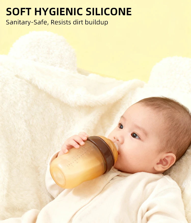 BPA Free Newborn Baby Bottle 0-12 Months Solid Silicone PP Wide Mouth Nipple Feeding Design Imitates Breast Milk Bottle supplier