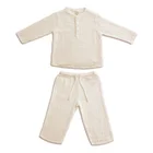 Organic Baby Clothes Wholesale Private Label Eco Friendly Soft 2pcs Plain Solid Kids Pajamas Organic Cotton Baby Clothes
