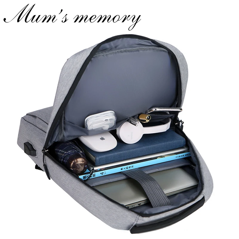 Mum's Memory Water Resistant College Bag Computer Bag Laptop Backpack Business Durable Laptop Backpack with USB Charger Port