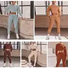 Women Long Sleeve Pants Hoodie Suit Women Casual Pullover Sweatshirt Sweatpants Women Crop Top Hoodie Set