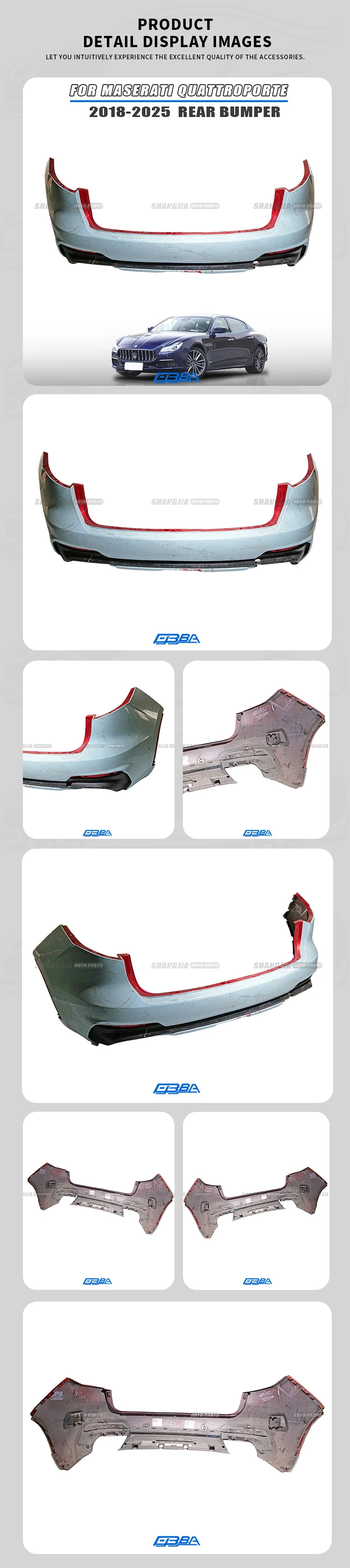 2025 Hot Sale Car Accessories Plastic Rear Bumper For Maserati Quattroporte 2018-2025 673007006 factory