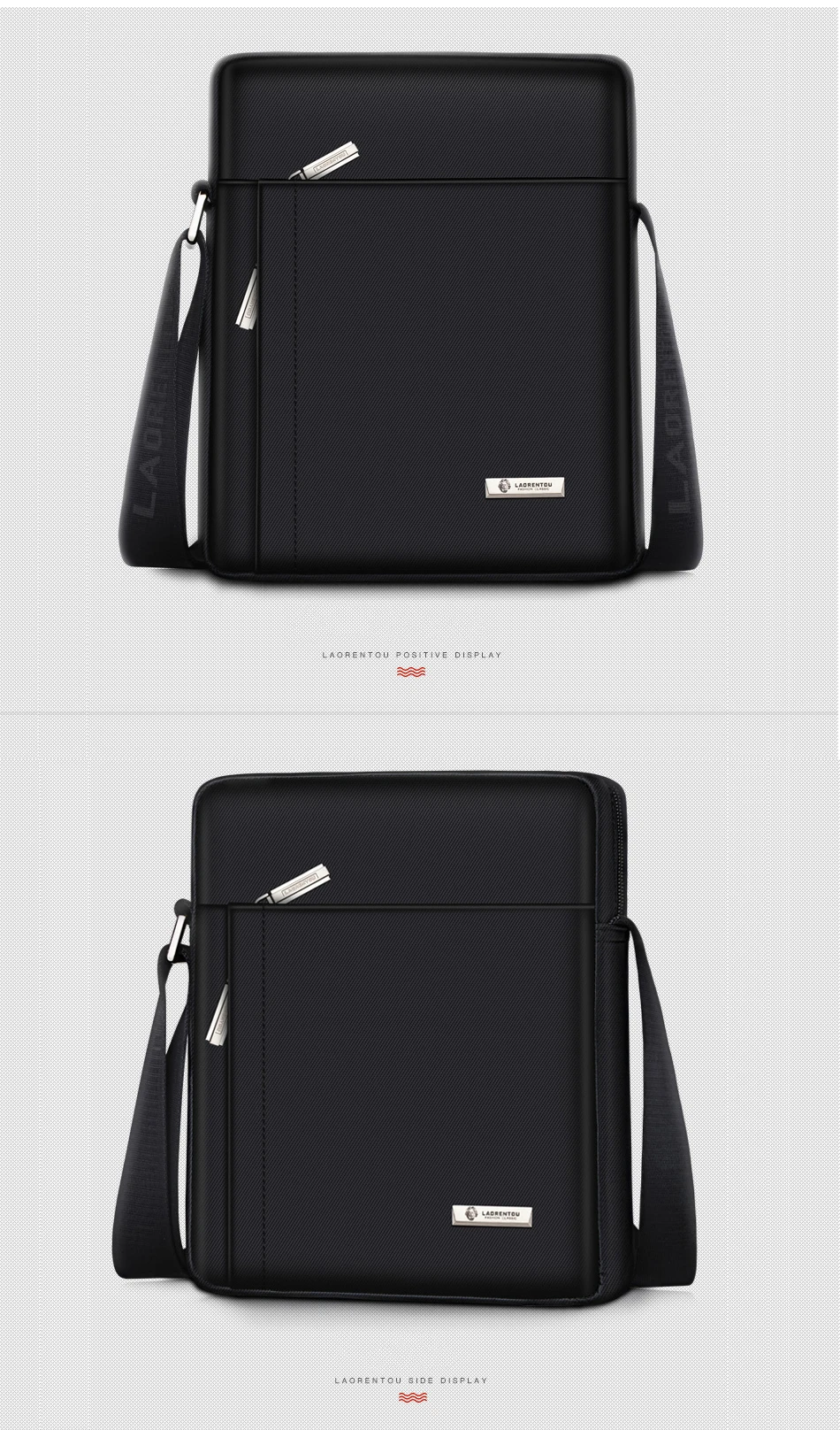 Laorentou Men Shoulder Bag Fabric Microfiber High Quality Business