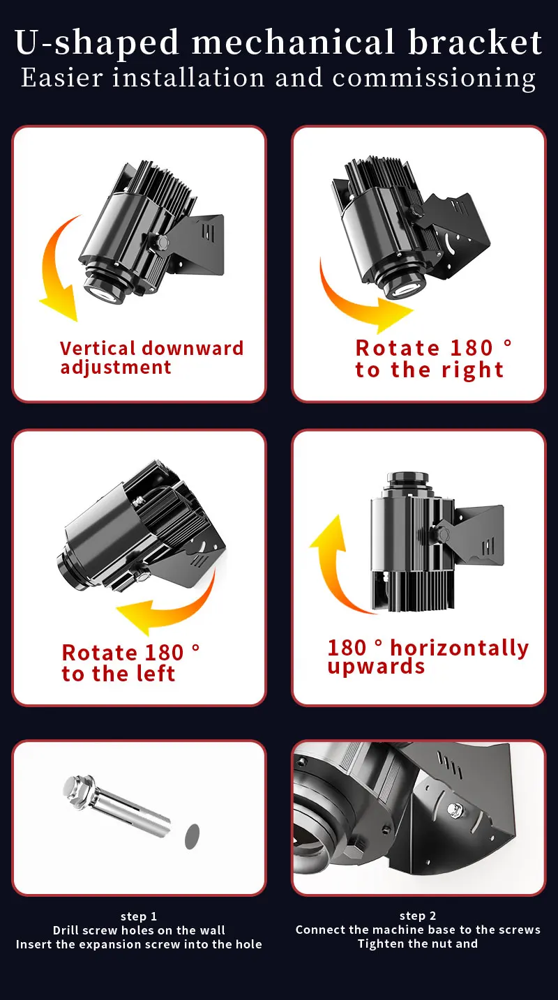 Logo Projector Free Custom Advertising Lights 100W150W Led Gobo Light Business Sign Wall Projection Lamp Outdoor Waterproof IP67