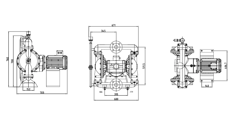 Aluminum Electric Diaphragm Pump with 10.5m³/h Flow Rate and 1 Year Warranty for Agriculture