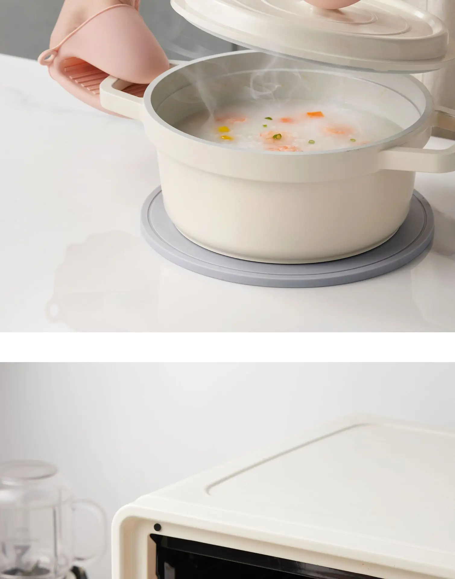 Dotted Design Silicone Thickened Insulated Oven Gloves Kitchen Household Use Heat-Resistant Microwave Baking Gloves Hand Clips details