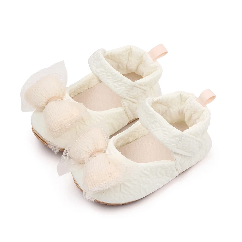 Spring and Fall New Embossed Bow Soft Soled Baby Princess Walking Shoes supplier