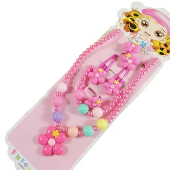 children girl acrylic color pearl necklace bracelet jewelry sets kids wholesale costume jewelry