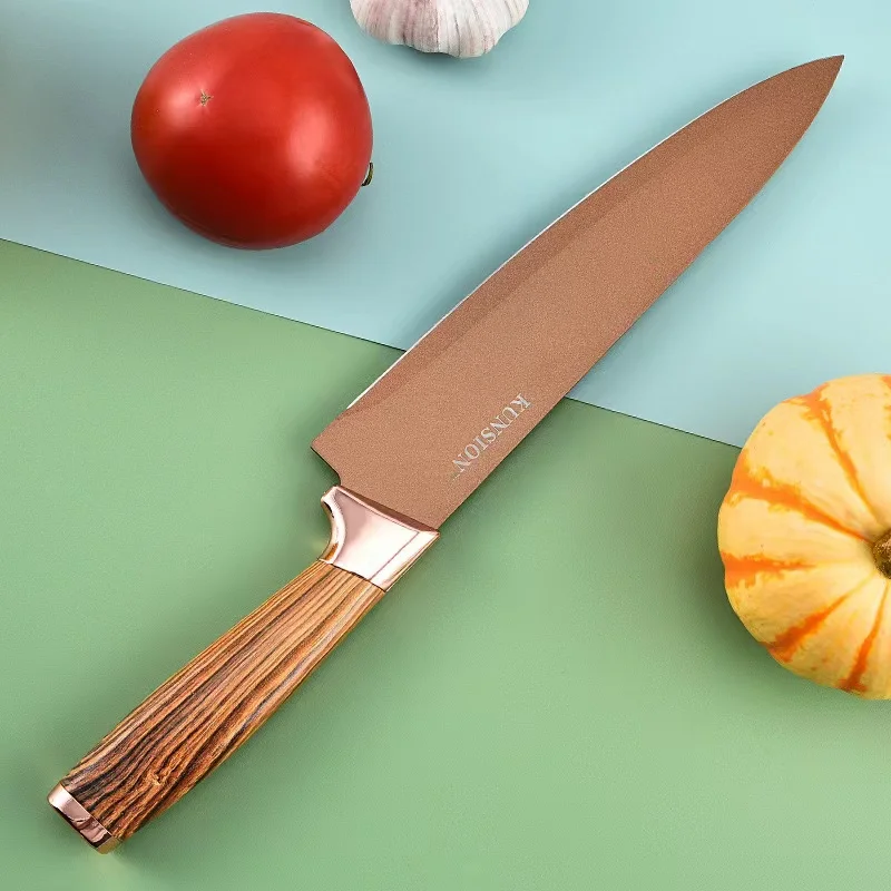 Profession 6Pcs Stainless Steel Steak Chef Modern knives Vegetable Knives Kitchen Knife Set with Wooden Handle