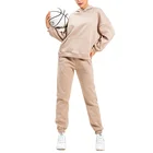 Drop Shoulder Custom Tracksuit Women Casual Jogger Pants Oversize Hoodie Wholesale High Quality Fleece Gym Sport Wear