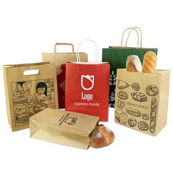 Small Large Cheap Personalized Customizable Eco Custom Branded Kraft Paper Coffee Bags For Restaurant Lunch Food Takeaway