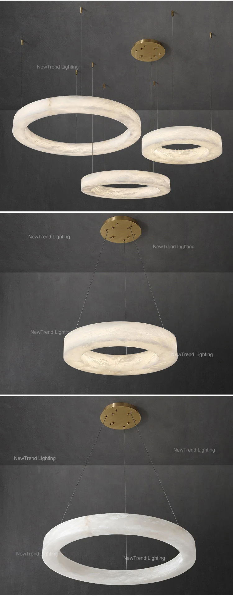 CPL-237 Custom Indoor Decoration Lighting Restaurant Shop Home Villa Modern Marble Ring LED Alabaster Chandelier supplier