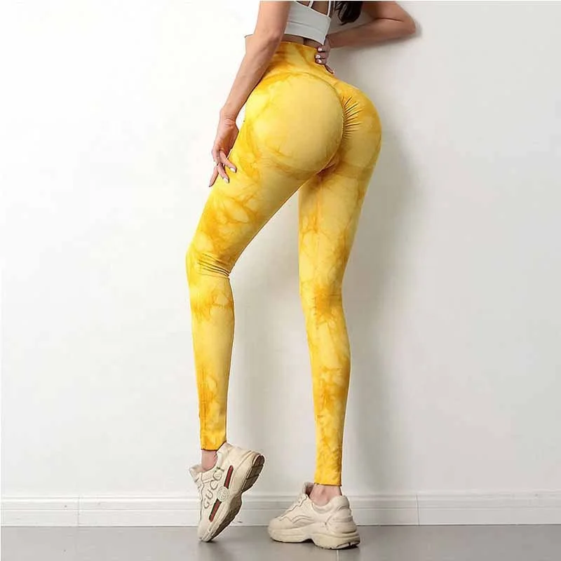 Hot Sale Woman Scrunch Booty Tie Dye Custom Yoga Pants Push Up Sportswear Fitness Tight Workout Marble Leggings