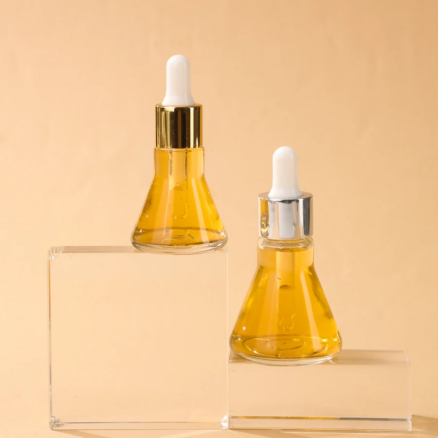 New Design Irregular Shape Skin Care Hair Hand Face Oil Pack Bottle 20/35ml Clear Essential Oil Glass Serum Bottles with Dropper