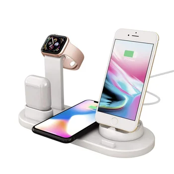 Portable Multifunction 4 in 1 Wireless Charger Smartphone Charging Stand Station QI 15W Fast Phone Wireless Charger