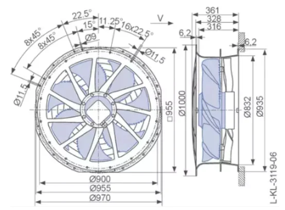 Exhaust Axial Fan, ZN080-ADL.6N.V7P5, 57206764, 800mm - detail 6