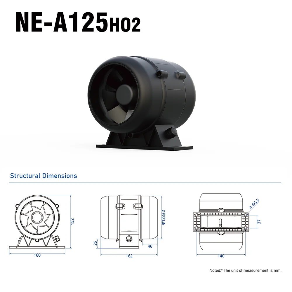 Inline Duct Fan, Waterproof, IP68, Plastic, HVAC - detail 8