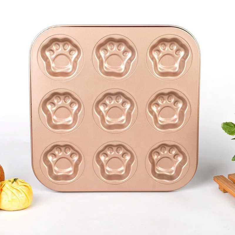 Custom Cat paw shapes Muffin Baking Dishes Round Cake Loaf Deep Roast Square Baking Tray Nonstick 6 9 12 holes Baking round Pan