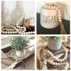 Nordic Style 1.3 M Hemp Rope Tassel Beaded Home Decoration Tapestry Closet