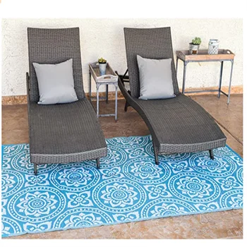 Outdoor plastic flooring PP polypropylene straw braided waterproof patio mat and rug