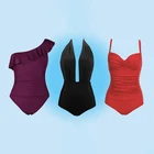 2021 OEM Private Label Custom Swimwear Manufacturer Front Plunging Neckline 1 Piece Swimsuits For Women