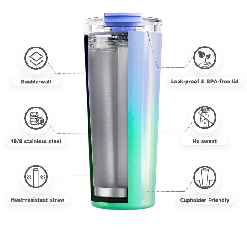 2026 New Product Ideas Skinny Gradient Stainless Steel Tumbler manufacture