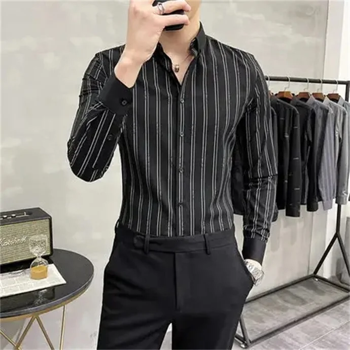 2024 Factory wholesale new summer business men's long-sleeved shirt Korean version of office shirt