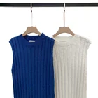 White Pullover Unique Design White Blue Warm Long Women Pullover Sweater Vest