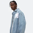 Jacket Jacket DiZNEW Custom Chenille Embroider Logo Patch Design Men's Cotton Twill Denim Wash Blue Jacket