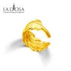 Ring Rings The Ring Modern Design Adjustable Bezel Setting 925 Sterling Silver Feather Gold Ring