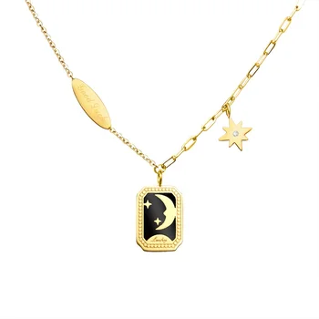 Square Initial 18 K Plated Gold Star New Trend Clavicle Necklace