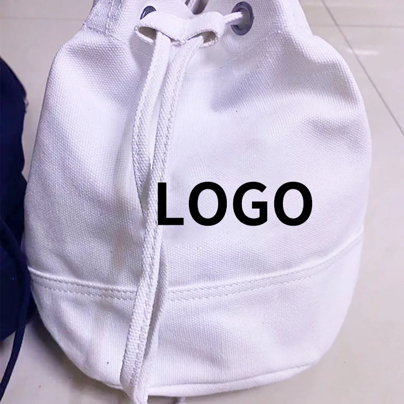 Fashion Large Oversized Women Custom Designed Sublimation Bucket Shopping Drawstring Cotton Canvas Tote Bag With Printed Logo