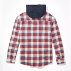 Hood Men Flannel Hoodies 100% Cotton Long Sleeve Men Plaid Hoodies With Plain Hood