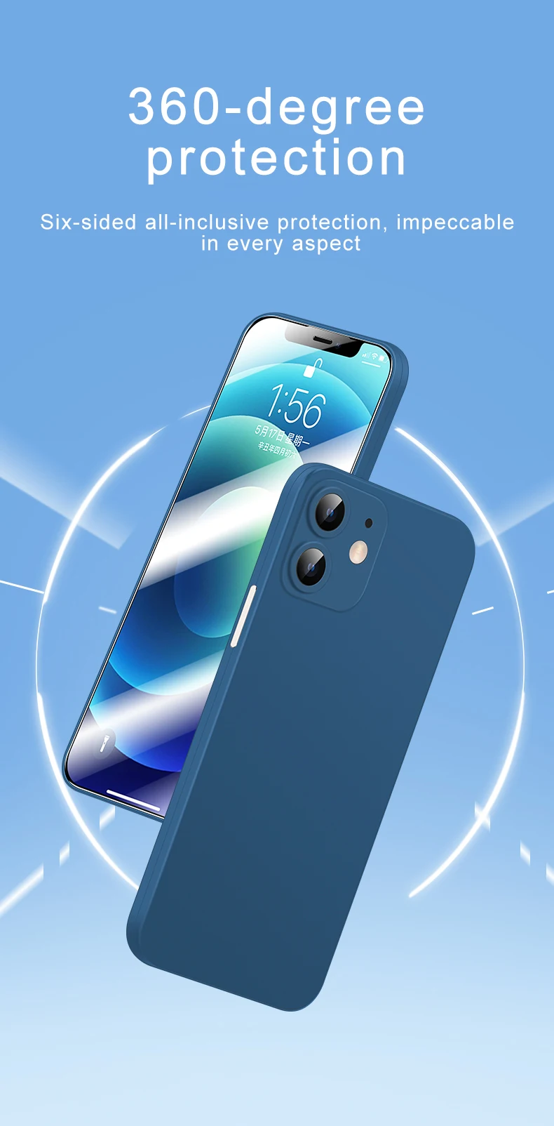 Caridite 2021 Newest Anti-Fall Screen Protector And Thin Phone Case On One For iPhone 12/12 Pro/12 Pro Max/12 Mini With Soft TPU
