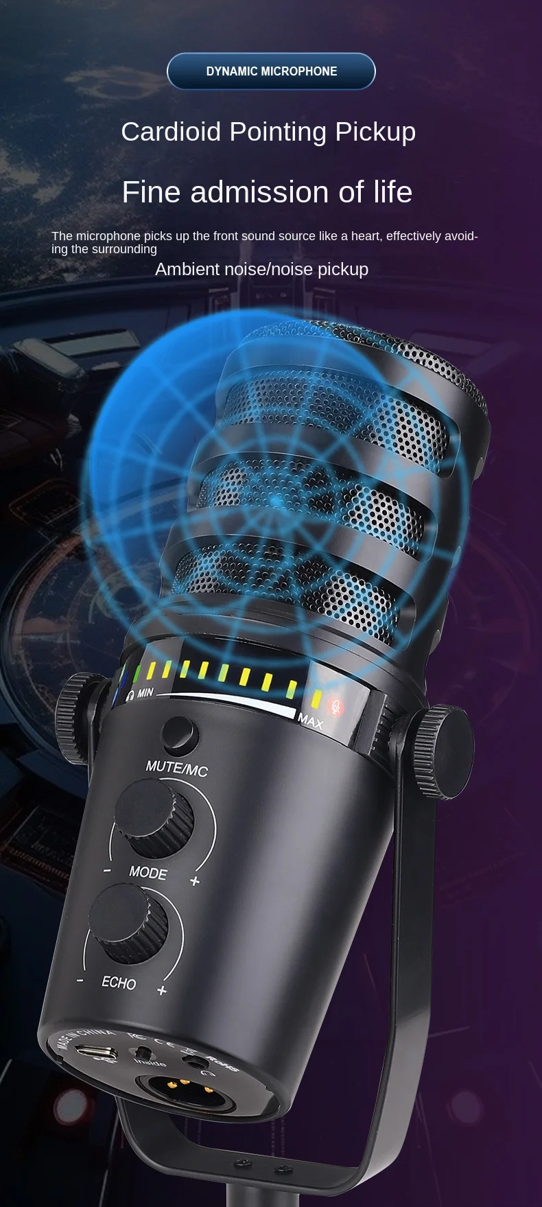 Dynamic Microphone Live Microphone Professional Recording Karaoke Conference Mobile Computer Game Sound Card Microphone Full Set