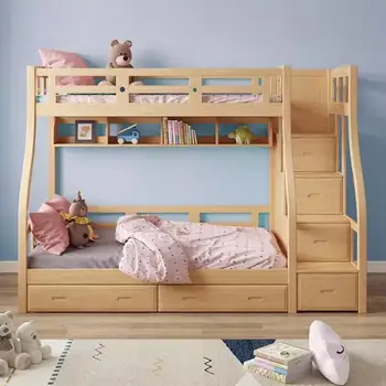 Thickened All Solid Wood Children's Bed Bunk Bed Factory Custom Kids Double Decker Bed