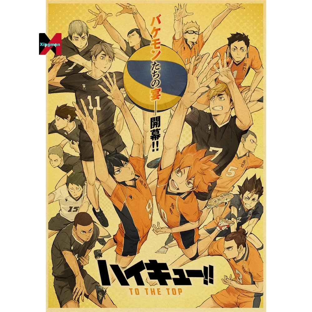 Anime Haikyuu Vintage Retro Posters Art Movie Painting Kraft Paper