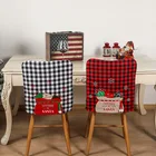 Christmas Christmas Plaid Chair Cover Christmas Envelope Chair Cover Home Table Decoration