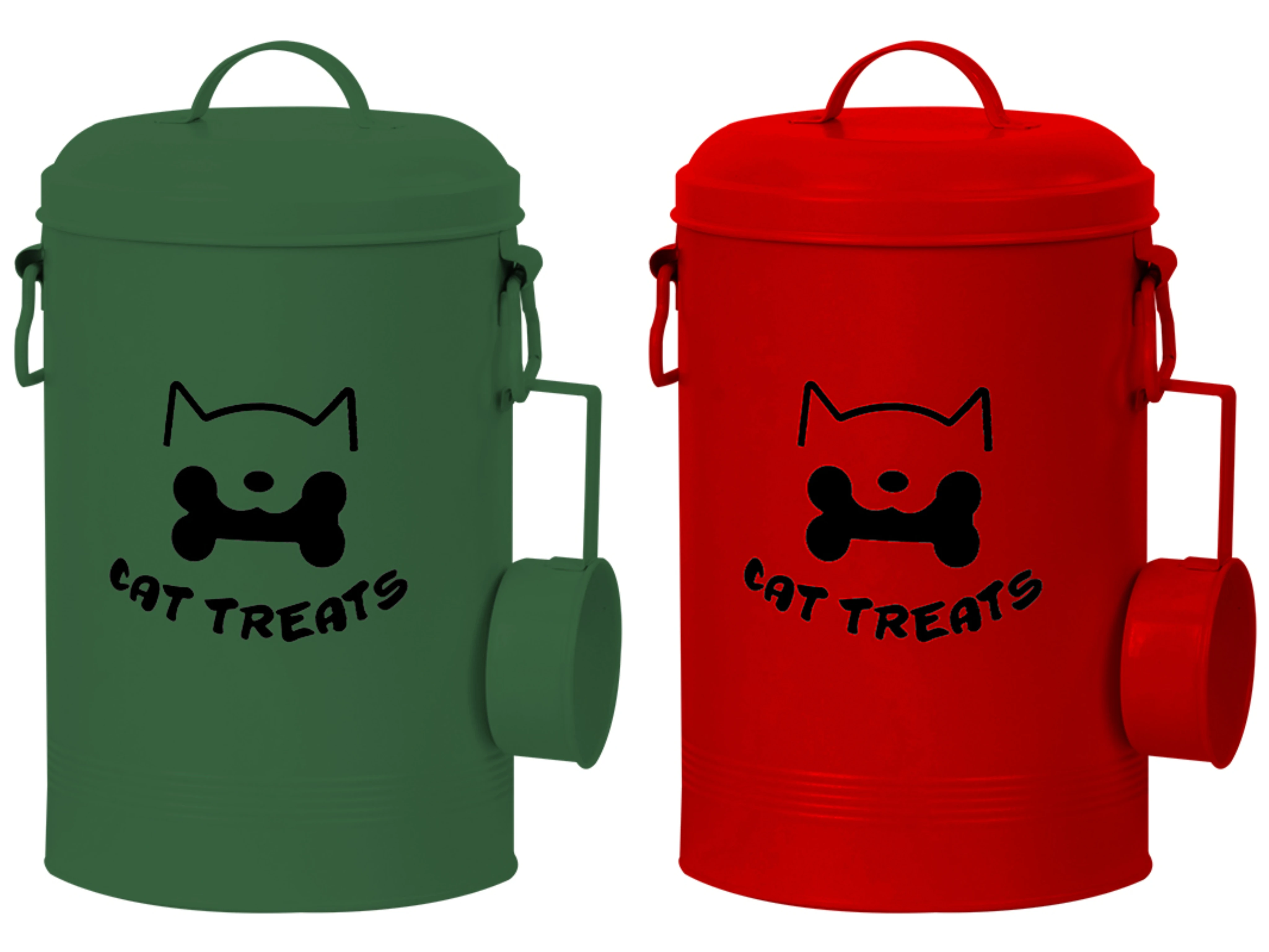 2023 New Arrival Christmas Gift Set Red and Green Color Airtight Cute Metal Pet Food Container for Dog and Cat