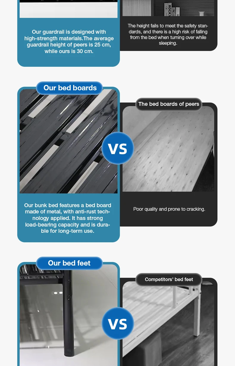 product high quality traditional style black metal frame double steel bed durable knock eco friendly bunk bed for adult students school-5