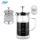 Coffee I-TOP GFP06 350ml 600ml 1000ml Bamboo Lid Cafetiere Prensa Francesa Travel Coffee Stainless Steel French Press