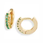 Emerald Hoops Hoop Earrings Hoop Hot Selling Plain Silver Small Emerald Zircon Huggie Earrings Hoops
