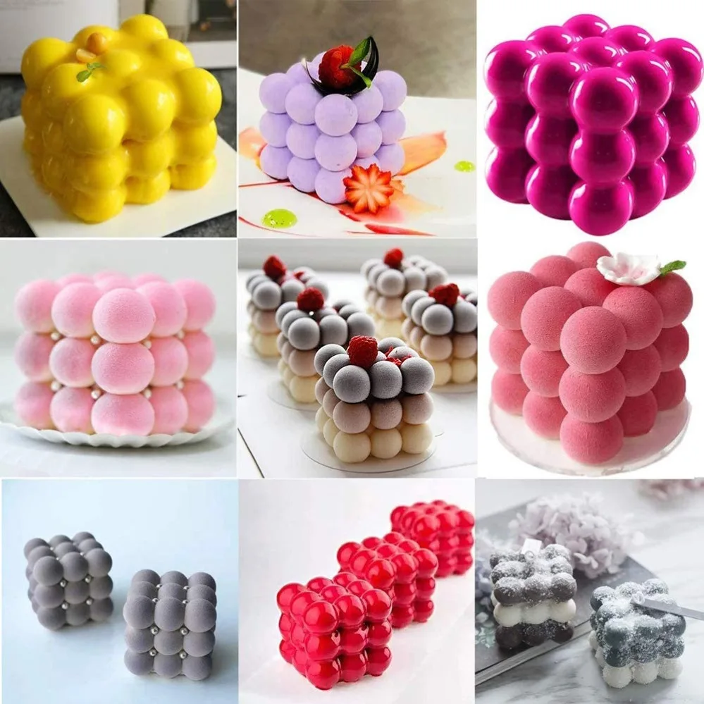 DIY 3D Cube Silicone Mousse Cake Mold 6 Cavity Desert Mold Cake Tray Handmade Candle Making Mold Reused Bakeware Tools